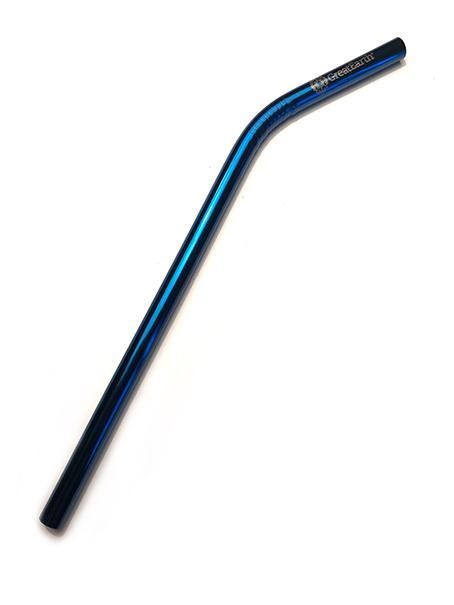 GE 8mm Steel Straw Bent Blue