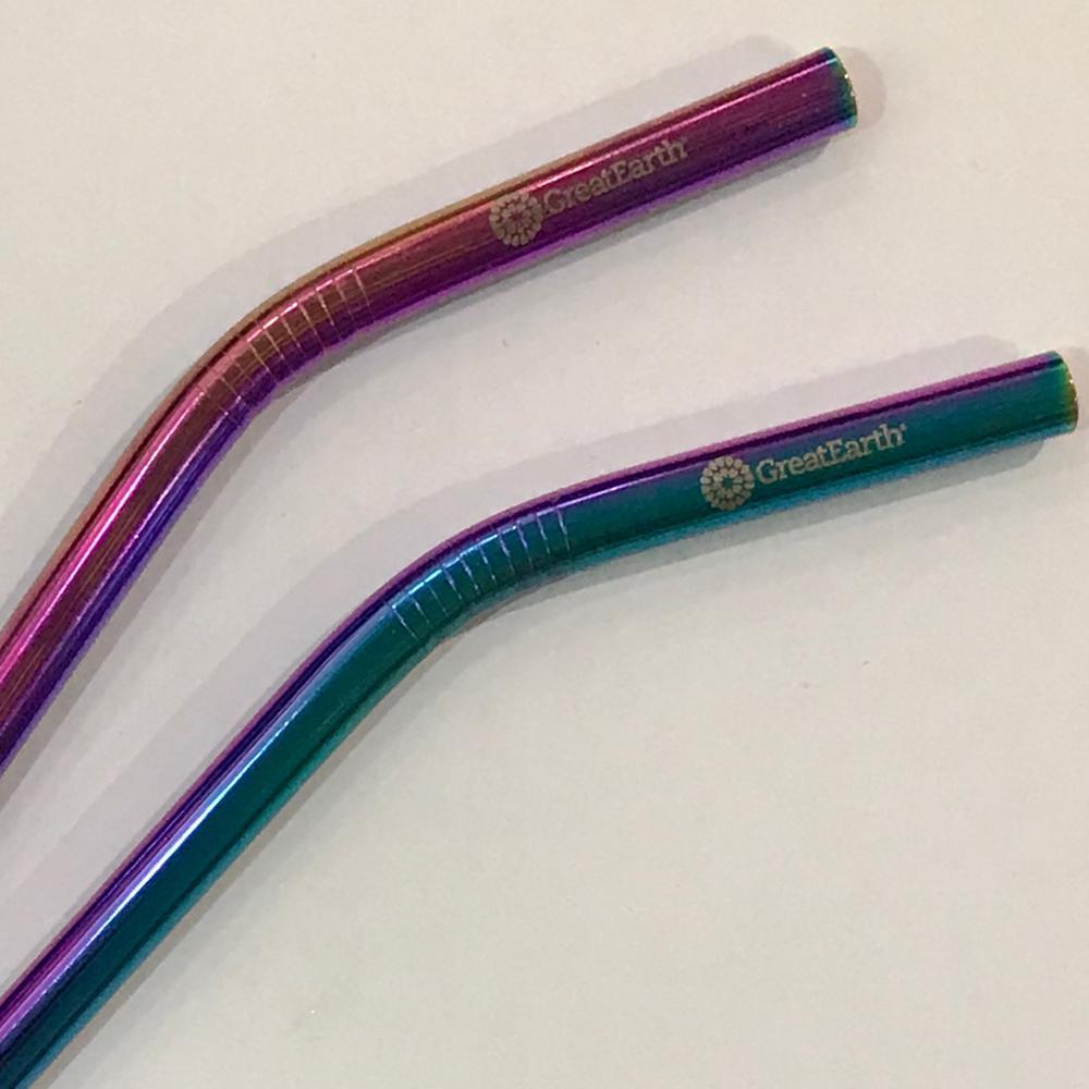 GE 8mm Steel Straw Bent Rainbow