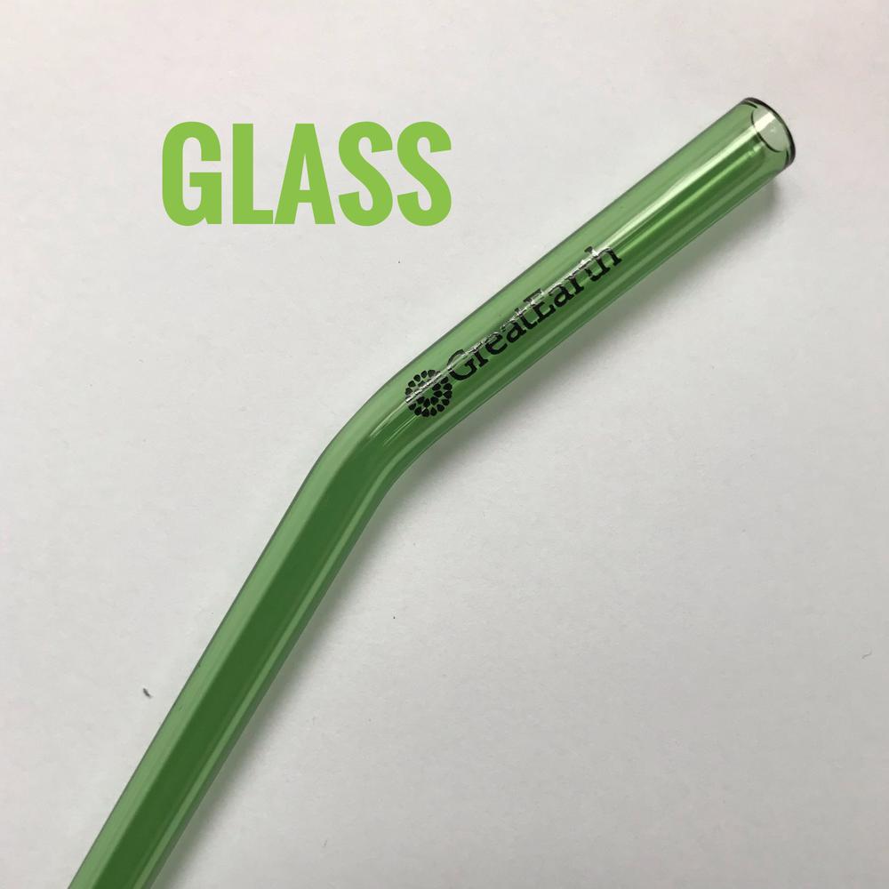 GE 8mm Glass Straw Bent Green