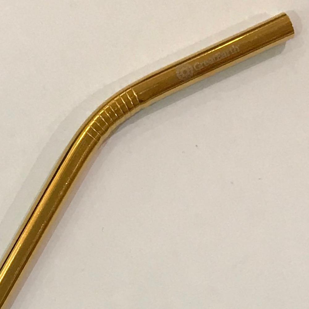 GE 8mm Steel Straw Bent Gold